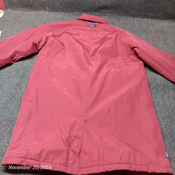 Vintage Tommy Hilfiger Jeans Overcoat Men Large Red Fleece Lined Vented - Picture 6 of 9